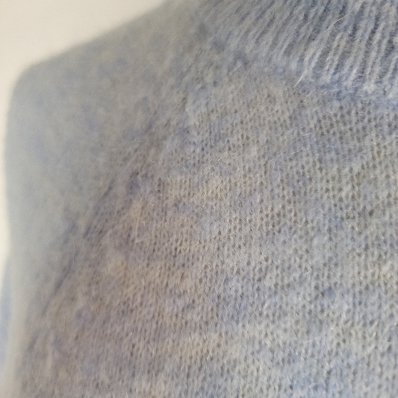 H&M Sweater Wool Mohair Sz XS Crewneck Fuzzy Blue - Picture 3 of 5